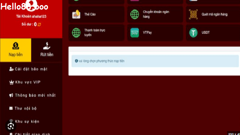 Những lưu ý khi nạp tiền hello88