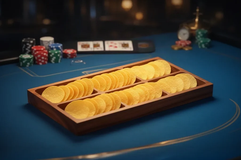 Ảnh minh hoạ khay chip cho mục kinh nghiệm casino HELLO88